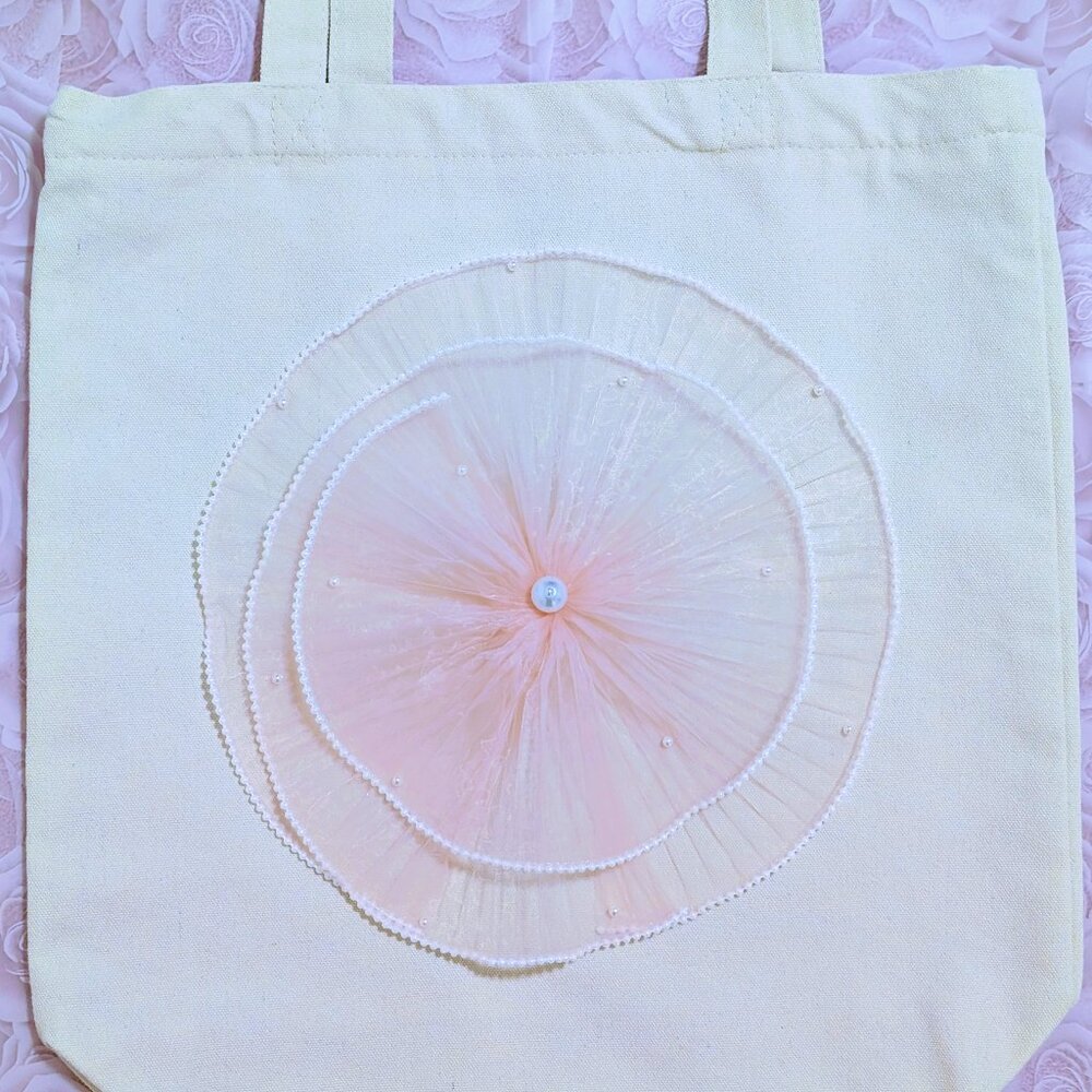 CHARMING FLORAL ZIPPERED CANVAS TOTE BAG